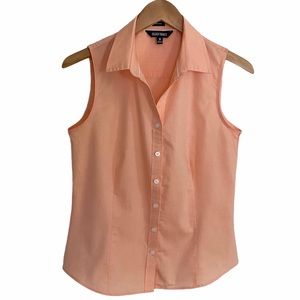 Ellen Tracy Sleeveless Peach Button Down | M